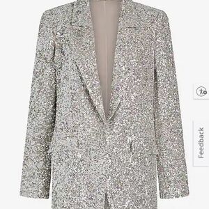 Express Silver Sequin Boyfriend Blazer NWT